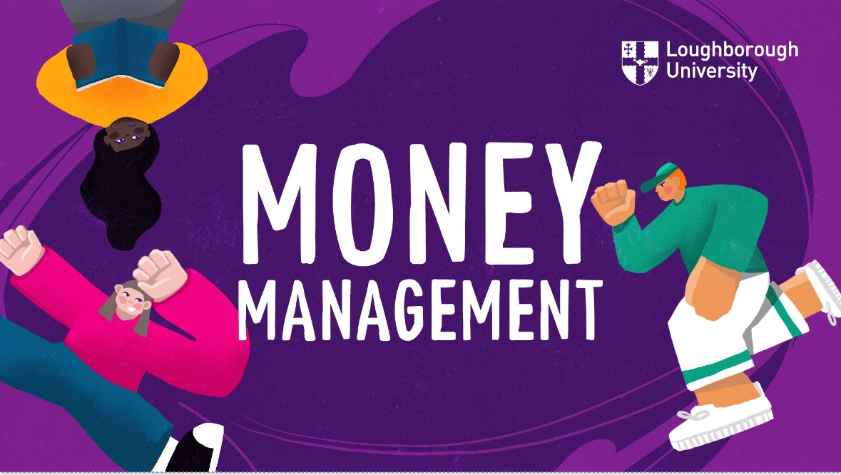 A graphic with the words Money Management and cartoon people